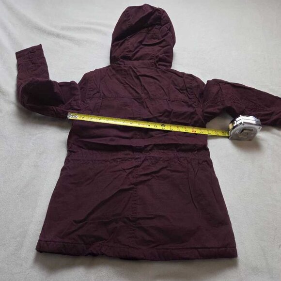 New XXS American Eagle hooded waxed cotton parka in Burgundy - Picture 6 of 8
